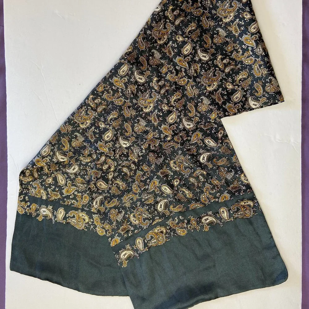 Vintage Double Scarf Paisley Gray